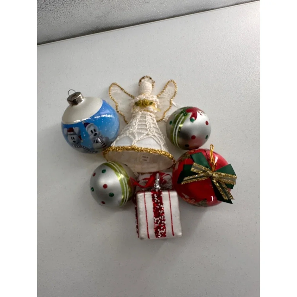 Christmas Ornament Set: Angel Snowman‎ & Cherub Ball Ornaments Gift Box Disney